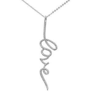 .20ct 14kt white gold diamond " love" script penda